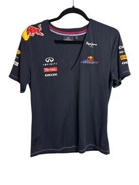 Red Bull racing Large  V neck shirt jersey formula one unisex vintage rare